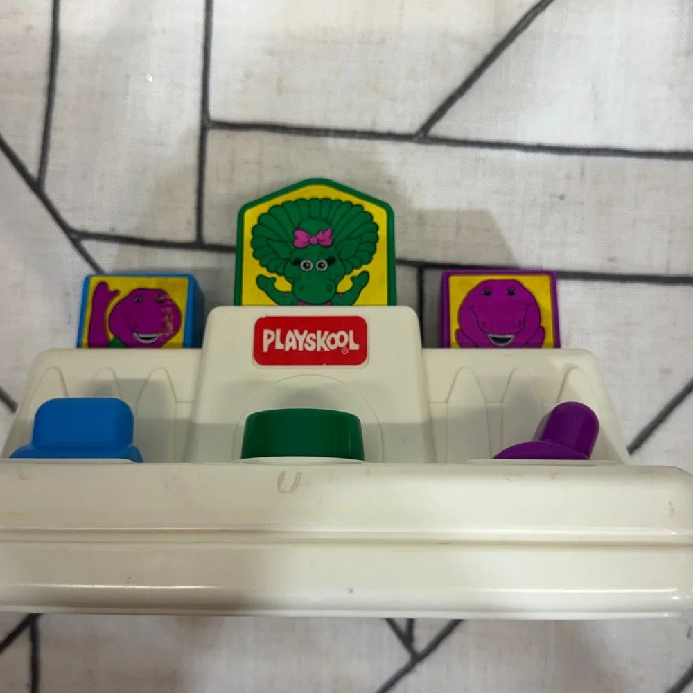 Playskool Barney Pop Up Toy OS White 1991 Vintage Character Activity Toy